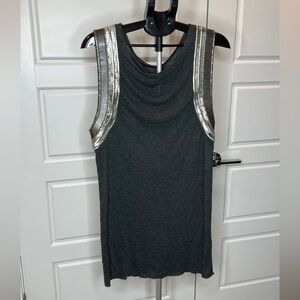 All Saints Metallic Trim Black Tank Top